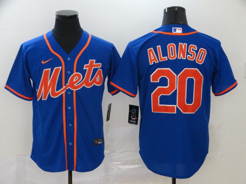 Men New York Mets 20 Alonso Blue Nike Game MLB Jerseys
